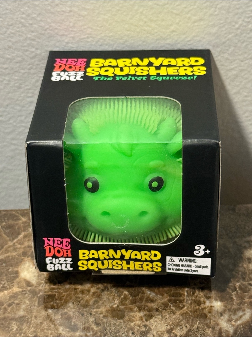 NeeDoh Barnyard Squishers Green Cow Fuzz Ball - Kids squishy Toy